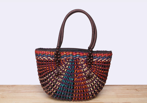 Half Moon Straw Tote Bag