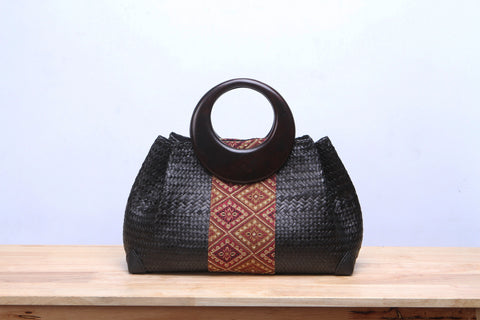 Black Seagrass woven Tote Bag