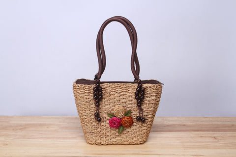 NATTIWA Flower Straw Tote Bag