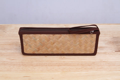 Nattira - Reed Woven Pencil Bag (Brown)